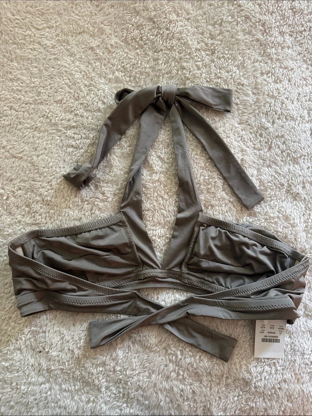 J. Crew Ruched Lomellina Swim halter bikini in pewter color. Size M